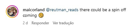 Comentário no instagram de Mai Corland