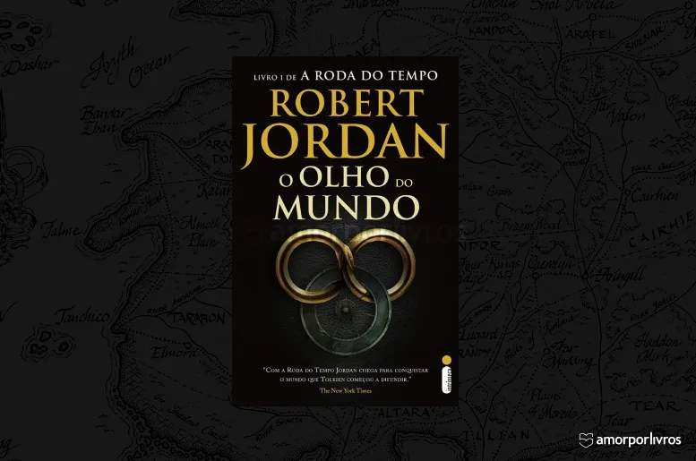 Capa do livro O Olho do Mundo com um mapa ao fundo